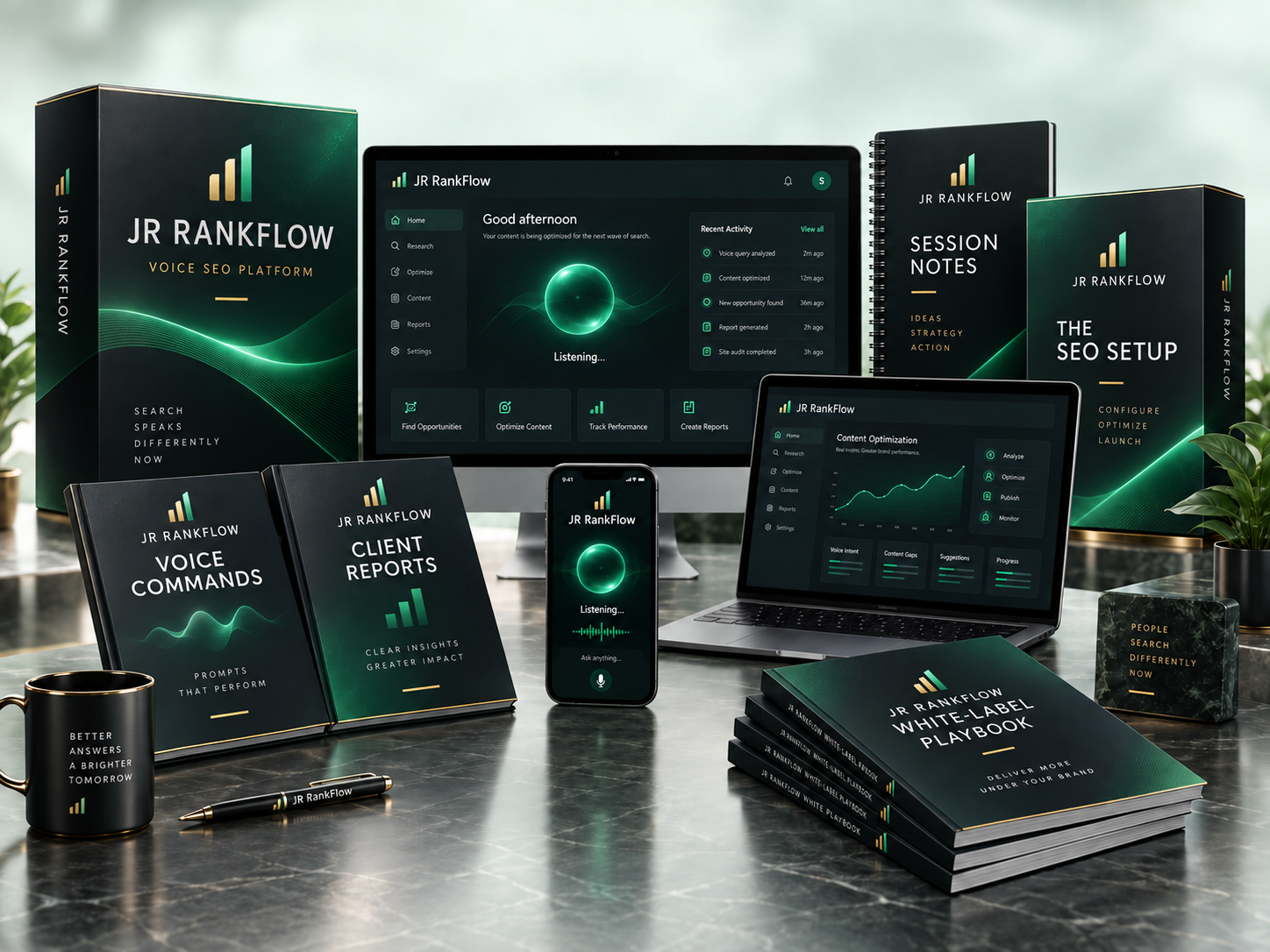Everything included in RankFlow — voice SEO platform, white-label panel, client reports and playbooks